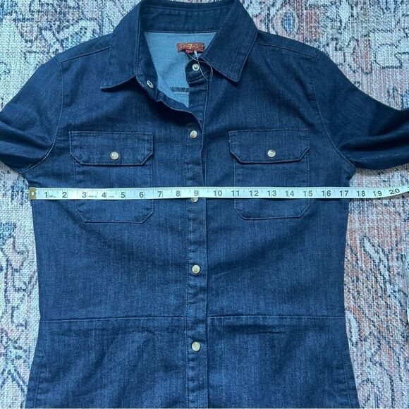 7 For All Mankind Denim Long Sleeve Shirt Dress Youth Size XL Women’s XS - Picture 7 of 11